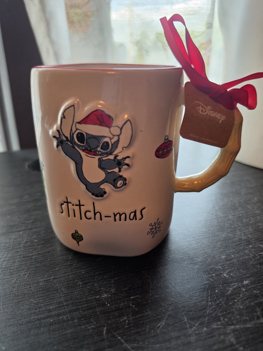 Disney Rae Dumn Stitch-mas White Ceramic Holiday Mug